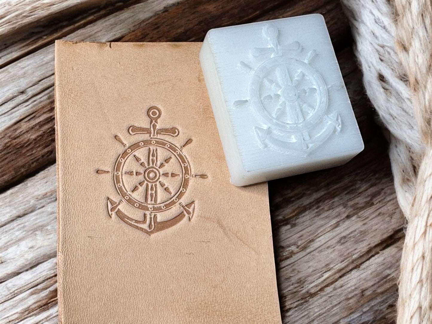 Wheel & Anchor Leather Stamp